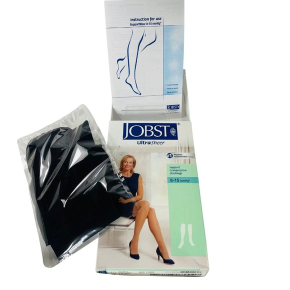 Jobst UltraSheer Knee High Compression Stockings 8-15 MmHg Black Women Size S - Picture 2 of 6